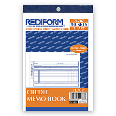 Rediform Credit Memo Book, Three-Part Carbonless, 5.5 x 7.88, 50 Forms Total (RED7L787)