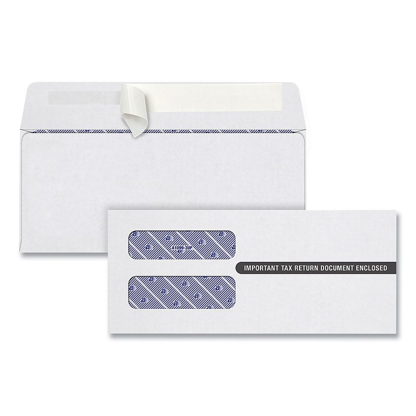 TOPS 1099 Double Window Envelope, Commercial Flap, Self-Adhesive Closure, 3.75 x 8.75, White, 24/Pack (TOP2222PS3)