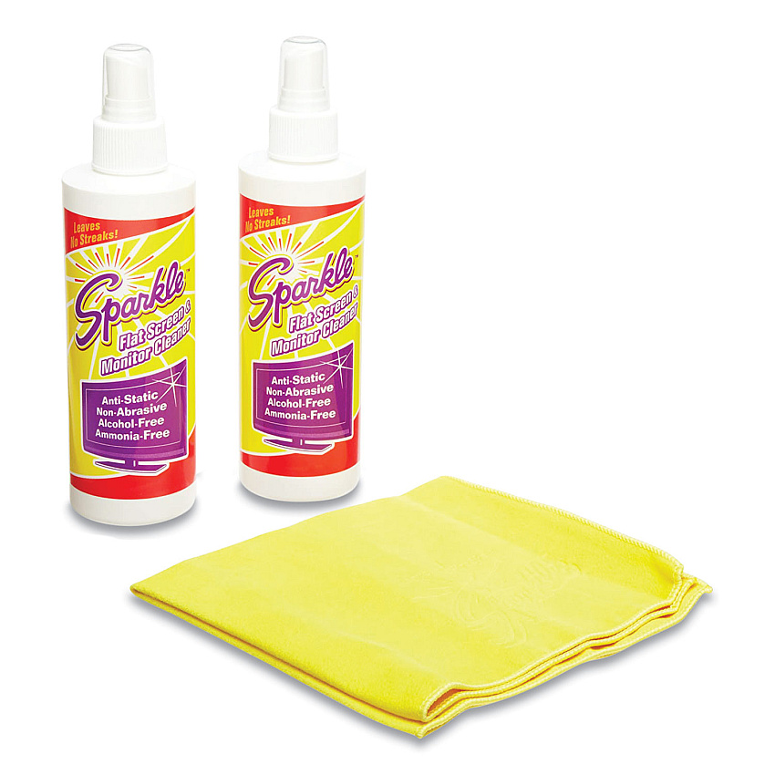 Sparkle Flat Screen and Monitor Cleaner, Pleasant Scent, 8 oz Bottle, 2/Pack, 6/Carton (FUN50128CT)