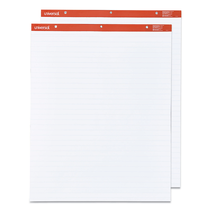 Universal Easel Pads/Flip Charts, Presentation Format (1" Rule), 27 x 34, White, 50 Sheets, 2/Carton (UNV35601)