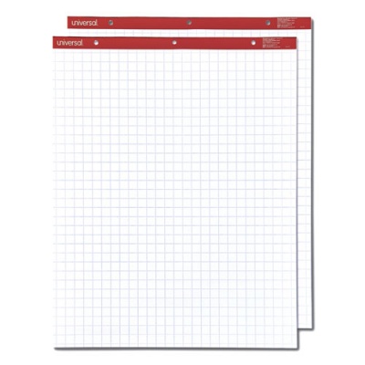 Universal Easel Pads/Flip Charts, Quadrille Rule (1 sq/in), 27 x 34, White, 50 Sheets, 2/Carton (35602)