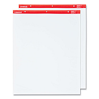 Universal Easel Pads/Flip Charts, Unruled, 27 x 34, White, 50 Sheets, 2/Carton (UNV35600)