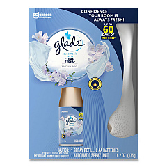 Glade Automatic Spray Starter Kit, Spray Unit and Refill, White/Gold, Clean Linen (SJN329349KT)