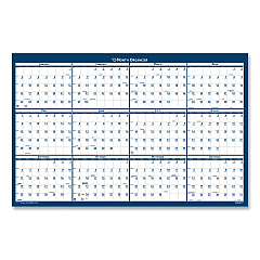 AbilityOne 7510016956116, SKILCRAFT Two-Sided Dry Erase Wall Calendar, 24 x 37, White/Blue Sheets, 12-Month (Jan to Dec): 2026