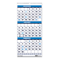AbilityOne 7510016828102, SKILCRAFT Wirebound 3-Month-View Vertical Wall Calendar, 12.25 x 26, White/Blue, 14-Month: Dec 2025 - Jan 2027