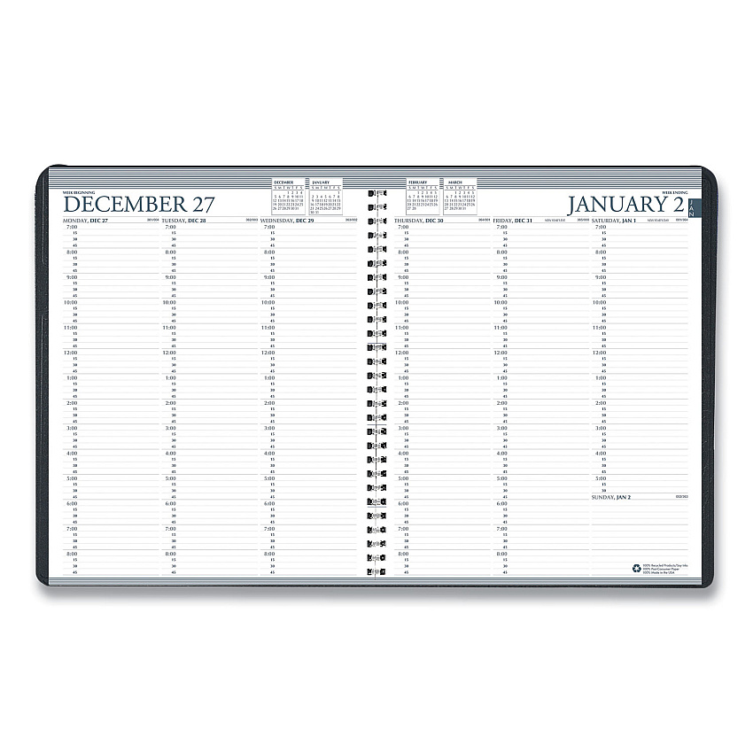 AbilityOne 7510016828105, SKILCRAFT Professional Weekly Planner, 11 x 8.5, Black Cover, 12-Month (Jan to Dec): 2025