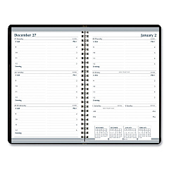 AbilityOne 7530016935566, SKILCRAFT Weekly Appointment Planner, 8 x 5, Black Cover, 12-Month (Jan to Dec): 2025