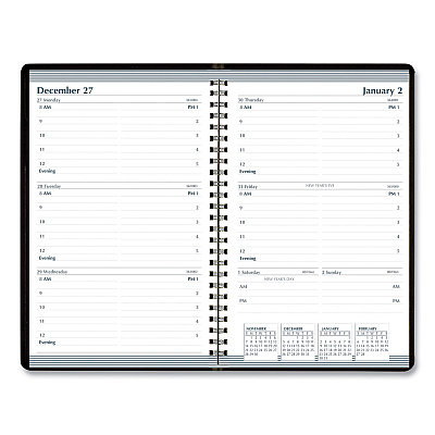 AbilityOne 7530016935592, SKILCRAFT Weekly Appointment Planner, 8 x 5, Black Cover, 12-Month (Jan to Dec): 2026