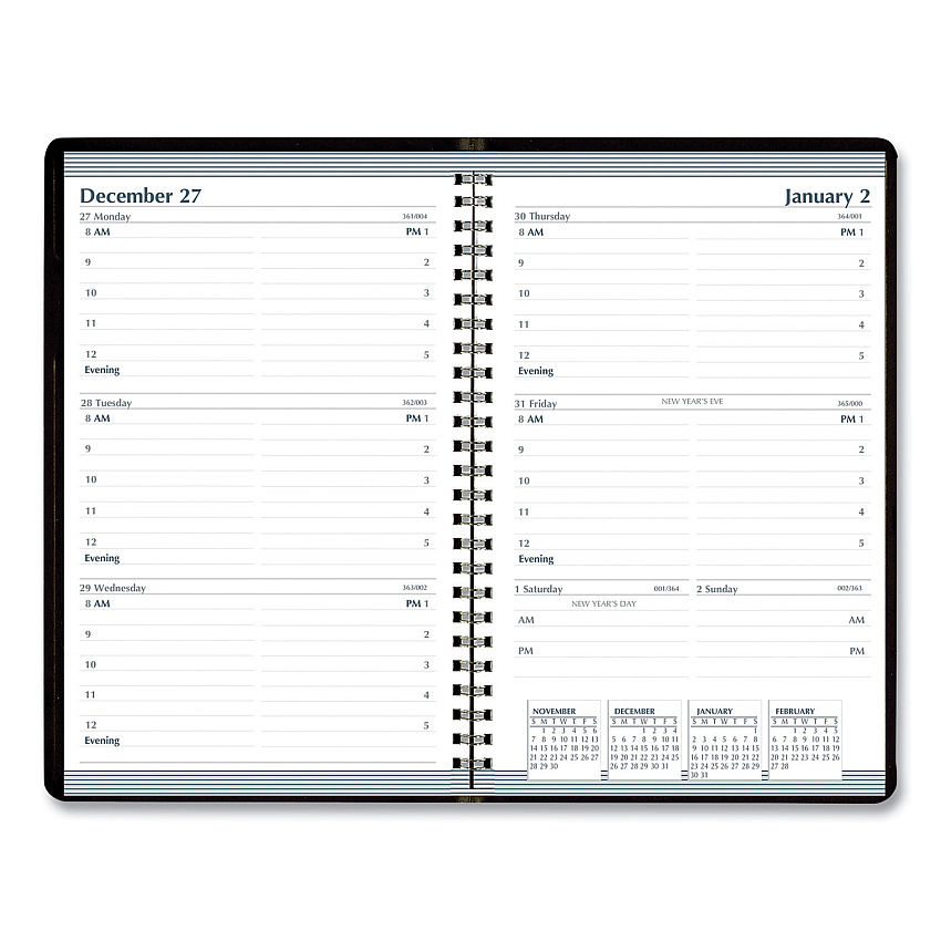 AbilityOne 7530016935592, SKILCRAFT Weekly Appointment Planner, 8 x 5, Black Cover, 12-Month (Jan to Dec): 2026