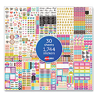 Avery Planner Sticker Variety Pack, Budget, Fitness, Motivational, Seasonal, Work, Assorted Colors, 1,744/Pack (AVE6785)