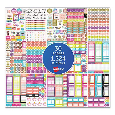Avery Budgeting Planner Stickers, Budget Theme, Assorted Colors, 1,224/Pack (AVE6788)