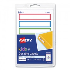 Avery Kids Handwritten Identification Labels, 3.5 x 0.63, Assorted Border Colors, 7 Labels/Sheet, 5 Sheets/Pack (41440)