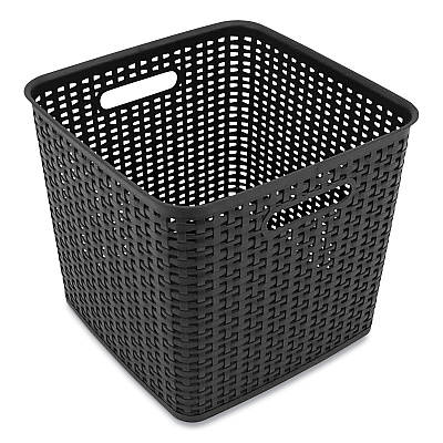 Advantus Plastic Weave Bin, Extra Large, 12.6" x 11.1" x 16.6", Black (AVT37519)