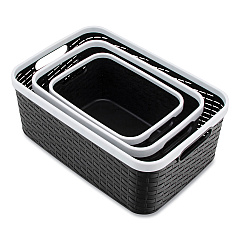Advantus Open Lid Storage Bin, Assorted Sizes, Black/White, 3/Pack (AVT39220)