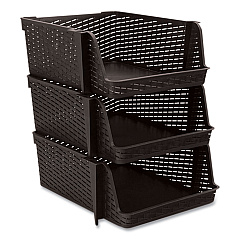 Advantus Nest and Stack Open Lid Storage Bin, 13.5" x 15" x 8.5", Black, 3/Pack (AVT39221)