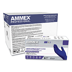 AMMEX Professional Nitrile Exam Gloves, Powder-Free, 3 mil, Medium, Indigo, 100/Box (AXCAINPF44100)