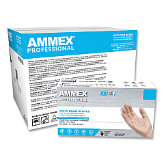 AMMEX Professional Vinyl Exam Gloves, Powder-Free, Medium, Clear, 100/Box (AXCVPF64100)