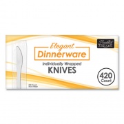 Berkley Square Elegant Dinnerware Heavyweight Cutlery, Individually Wrapped, Knife, White, 420/Box (90183)
