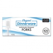Berkley Square Elegant Dinnerware Heavyweight Cutlery, Individually Wrapped, Fork, White, 420/Box (90185)