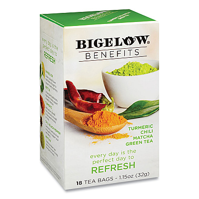 Bigelow Benefits Turmeric Chili Matcha Green Tea, 0.6 oz Tea Bag, 18/Box (BTC826)