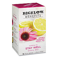 Bigelow Benefits Lemon and Echinacea Herbal Tea Bags, 0.6 oz Tea Bag, 18/Box (BTC1025)