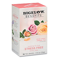 Bigelow Benefits Rose & Mint Herbal Tea Bags, 0.6 oz Tea Bag, 18/Box (BTC1027)