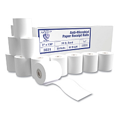 Alliance Rubber Rubber Rubber Armor Antimicrobial Receipt Roll Paper, 3" x 130 ft, White, 50/Carton (AIP3031)