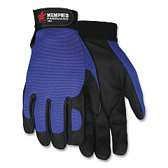 MCR Safety Clarino Synthetic Leather Palm Mechanics Gloves, Blue/Black, X-Large (CRW900XL)