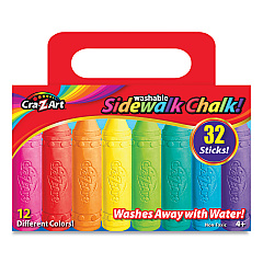Cra-Z-Art Washable Sidewalk Chalk, 12 Assorted Colors, 32 Sticks/Box (CZA108176)