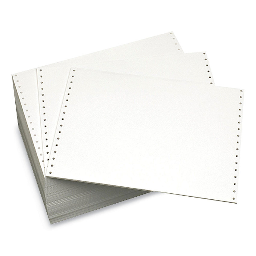Domtar Continuous Feed Computer Paper, 1-Part, 18 lb Bond Weight, 8.5 x 12, White, 4,000/Carton (DMR120028)