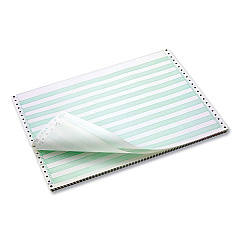 Domtar Continuous Feed Computer Paper, 1-Part, 18 lb Bond Weight, 11 x 14.88, White/Green Bar, 3,000/Carton (DMR141108)