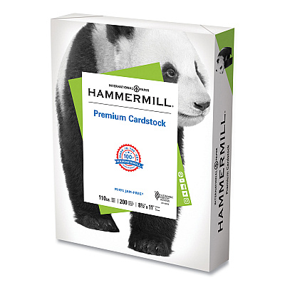 Hammermill Premium Cardstock, 110 lb Index Weight, 8.5 x 11, White, 200/Ream (HAM168380R)