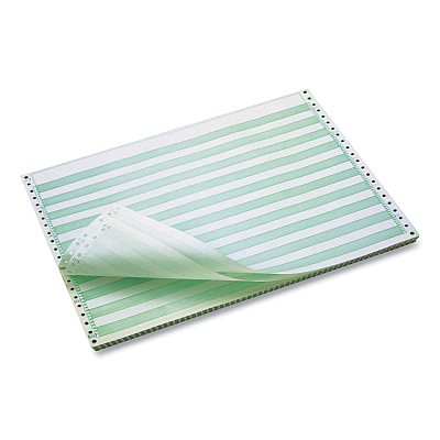 IMPRESO Continuous Feed Computer Paper, 1-Part, 18 lb Bond Weight, 11 x 14.88, White/Green Bar, 3,100/Carton (IPS7810010)