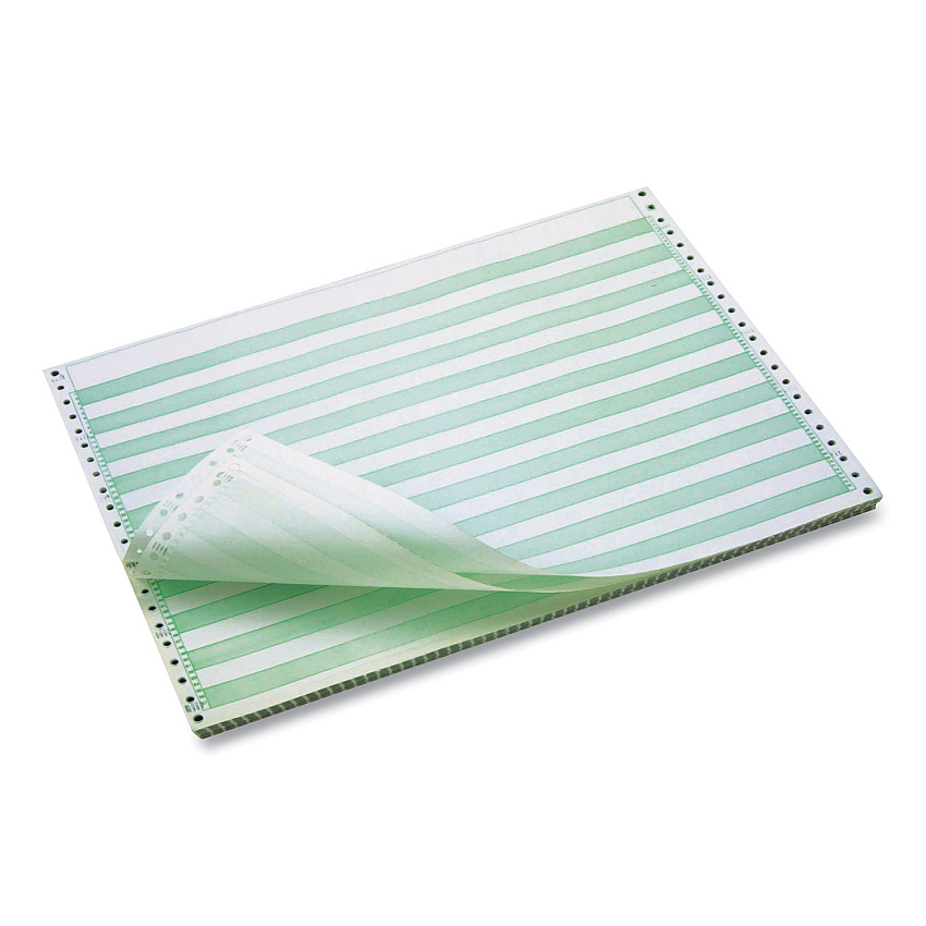 IMPRESO Continuous Feed Computer Paper, 1-Part, 18 lb Bond Weight, 11 x 14.88, White/Green Bar, 3,100/Carton (IPS7810010)