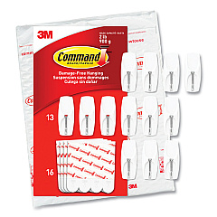 Command General Purpose Wire Hooks, Medium, Metal, White, 2 lb Capacity, 13 Hooks and 16 Strips/Pack (MMM1706513)