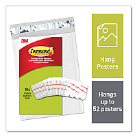 Command Poster Strips, Removable, Holds Up to 1 lb per Pair, Small, 0.63 x 1.75, White, 104/Pack (MMM17024104)