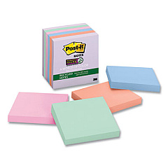 Post-it Notes Super Sticky Recycled Notes in Wanderlust Pastels Collection Colors, 3" x 3", 65 Sheets/Pad, 6 Pads/Pack (MMM70005132637)