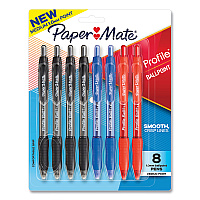 Paper Mate Profile Ballpoint Pen, Retractable, Medium 1 mm, Assorted Ink and Barrel Colors, 8/Pack (PAP2097014)