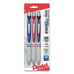 Pentel EnerGel Pearl Gel Pen, Retractable, Medium 0.7 mm, Assorted Ink and Barrel, 3/Pack (PENBL77WBPS3M2)