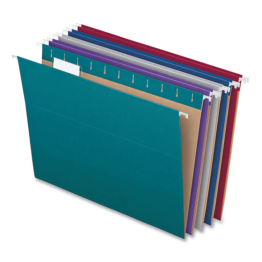 Pendaflex Recycled Hanging File Folders, Letter Size, 1/5-Cut Tabs, Assorted Colors, 25/Box (PFX81667)