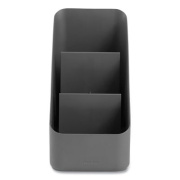 Poppin The Get-It-Together Small Desk Organizer, 3 Compartments, Polystyrene Plastic, 4 x 6.5 x 7.25, Dark Gray (107172)