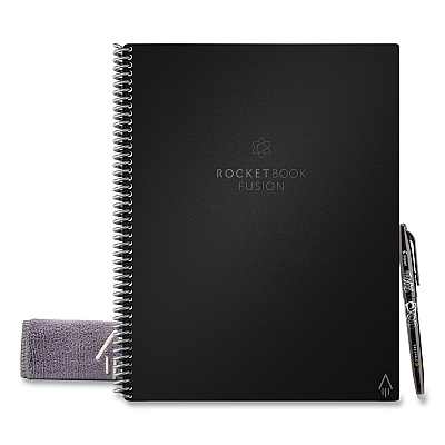 Rocketbook Fusion Smart Notebook, Seven Assorted Page Formats, Black Cover, (21) 11 x 8.5 Sheets (RKBFLRCAFR)