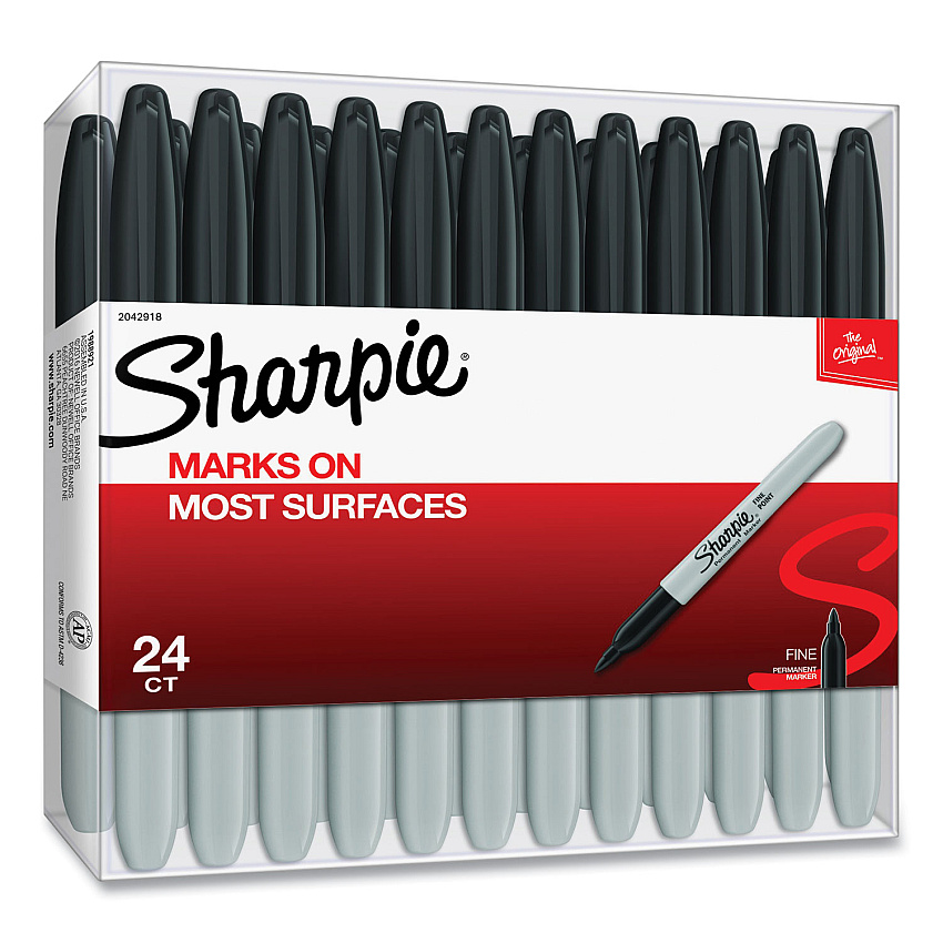 Sharpie Fine Tip Permanent Marker, Fine Bullet Tip, Black, 24/Pack (SAN2042918)