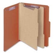 Pressboard Classification Folders with SafeSHIELD Coated Fasteners, 2/5-Cut, 2 Dividers, Letter Size, Red, 10/Box