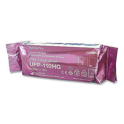 Sony High-Resolution Thermal Paper Roll, 4.33" x 59.06 ft, White, 10/Box (SONUPP110HG)