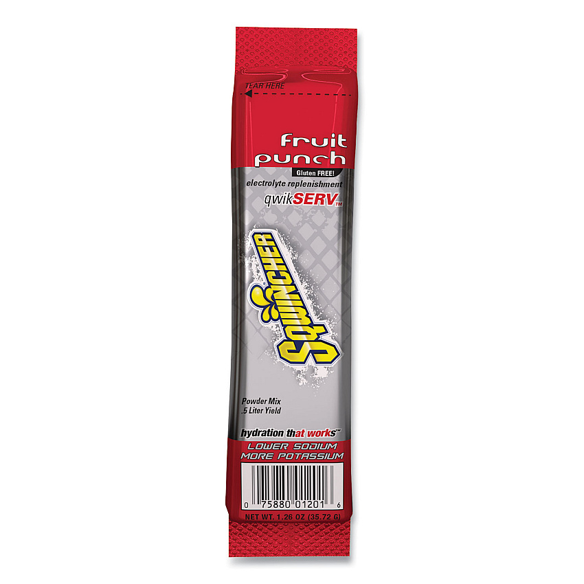 Sqwincher Thirst Quencher QwikServ Electrolyte Replacement Drink Mix, Fruit Punch, 1.26 oz Packet, 8/Pack (SQW060901FP)