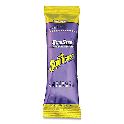 Sqwincher Thirst Quencher QwikServ Electrolyte Replacement Drink Mix, Grape, 1.26 oz Packet, 8/Pack (SQW060904GR)