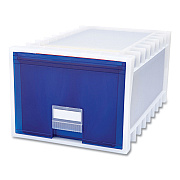 Storex Archive Storage Drawers, Letter/Legal Files, 15.3" x 24.25" x 11.38", Blue/White (STX61104U01C)