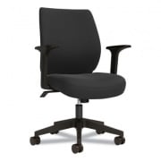 Union & Scale Essentials Fabric Task Chair with Arms, Supports Up to 275 lb, Black Seat/Back, Black Base (59380)