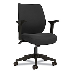 Union & Scale Essentials Fabric Task Chair with Arms, Supports Up to 275 lb, Black Seat/Back, Black Base (UOS59380)